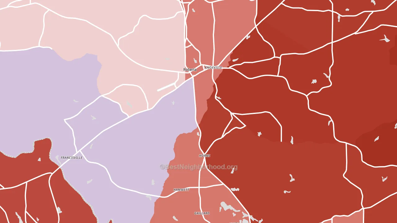 Roberta, GA block-group political-lean map