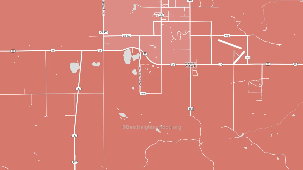 Roberts Corners, MI block-group political-lean map