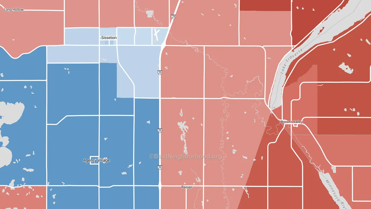 Roberts County, SD block-group political-lean map