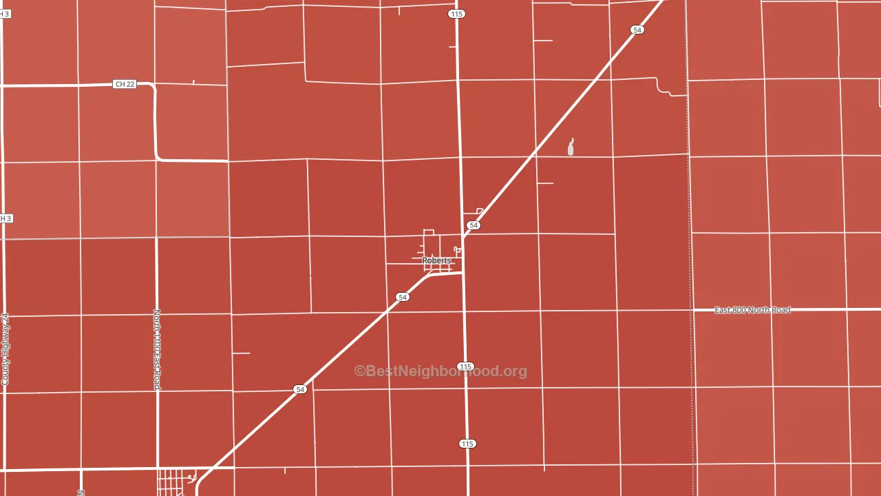Roberts, IL block-group political-lean map
