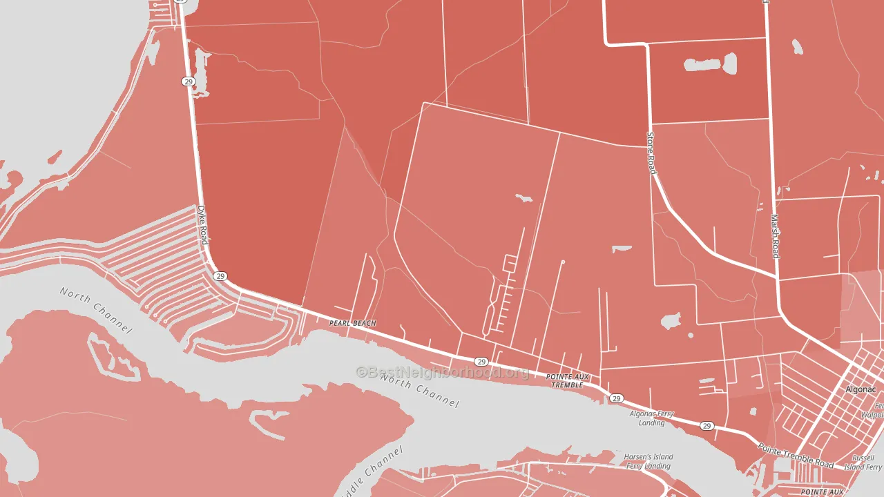 Roberts Landing, MI block-group political-lean map