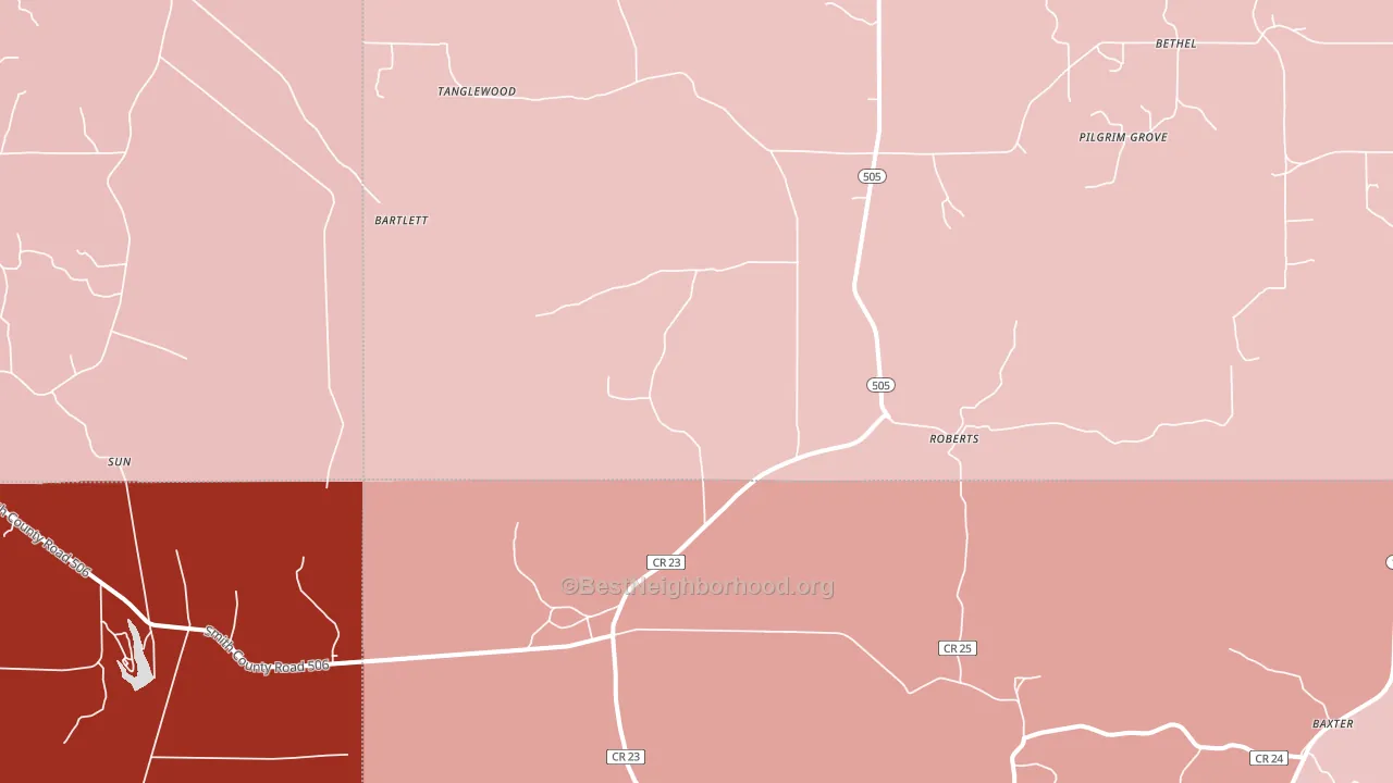 Roberts, MS block-group political-lean map