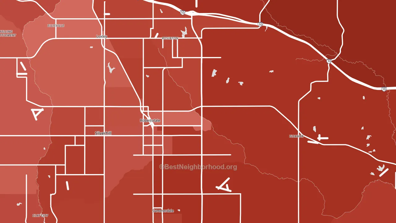 Robertsdale, AL block-group political-lean map
