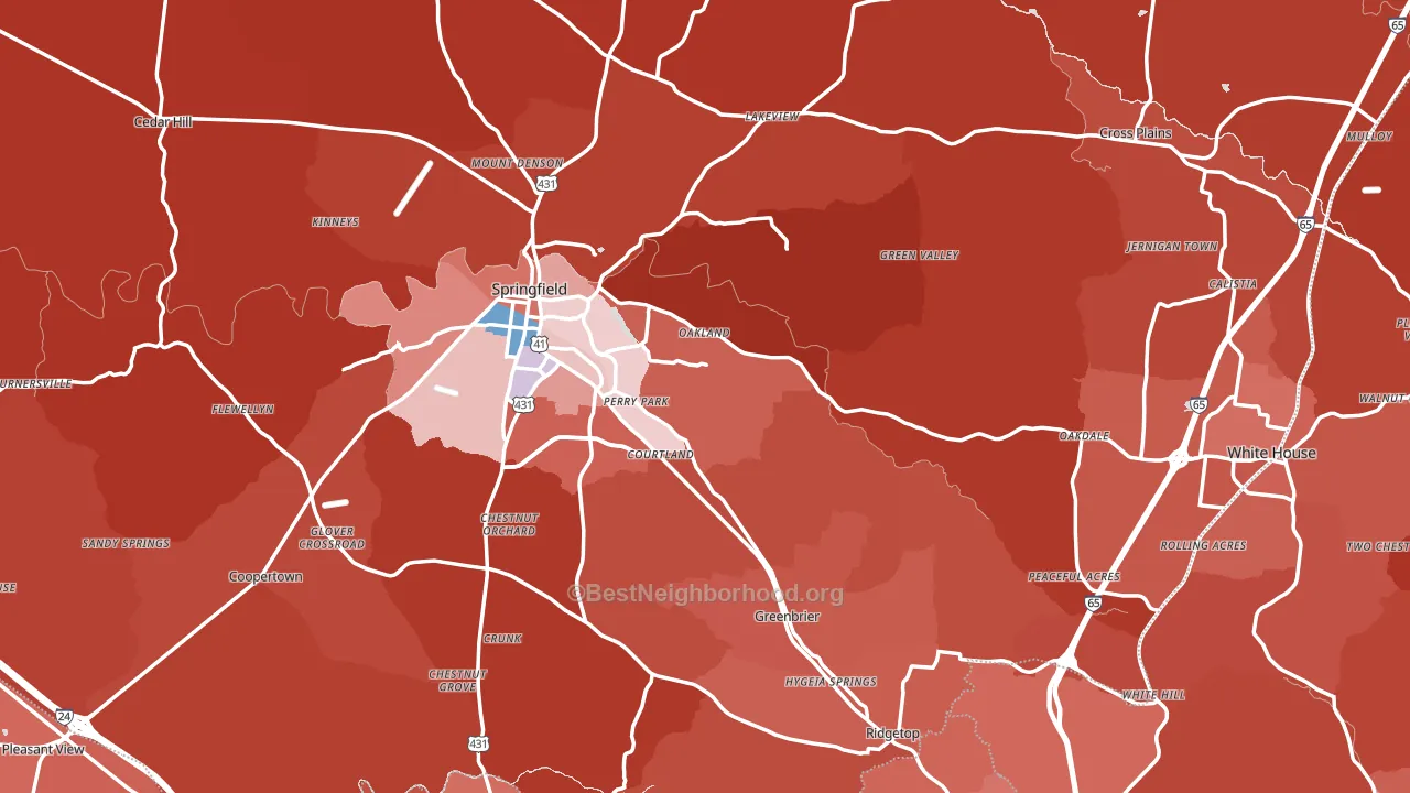 Robertson County, TN block-group political-lean map