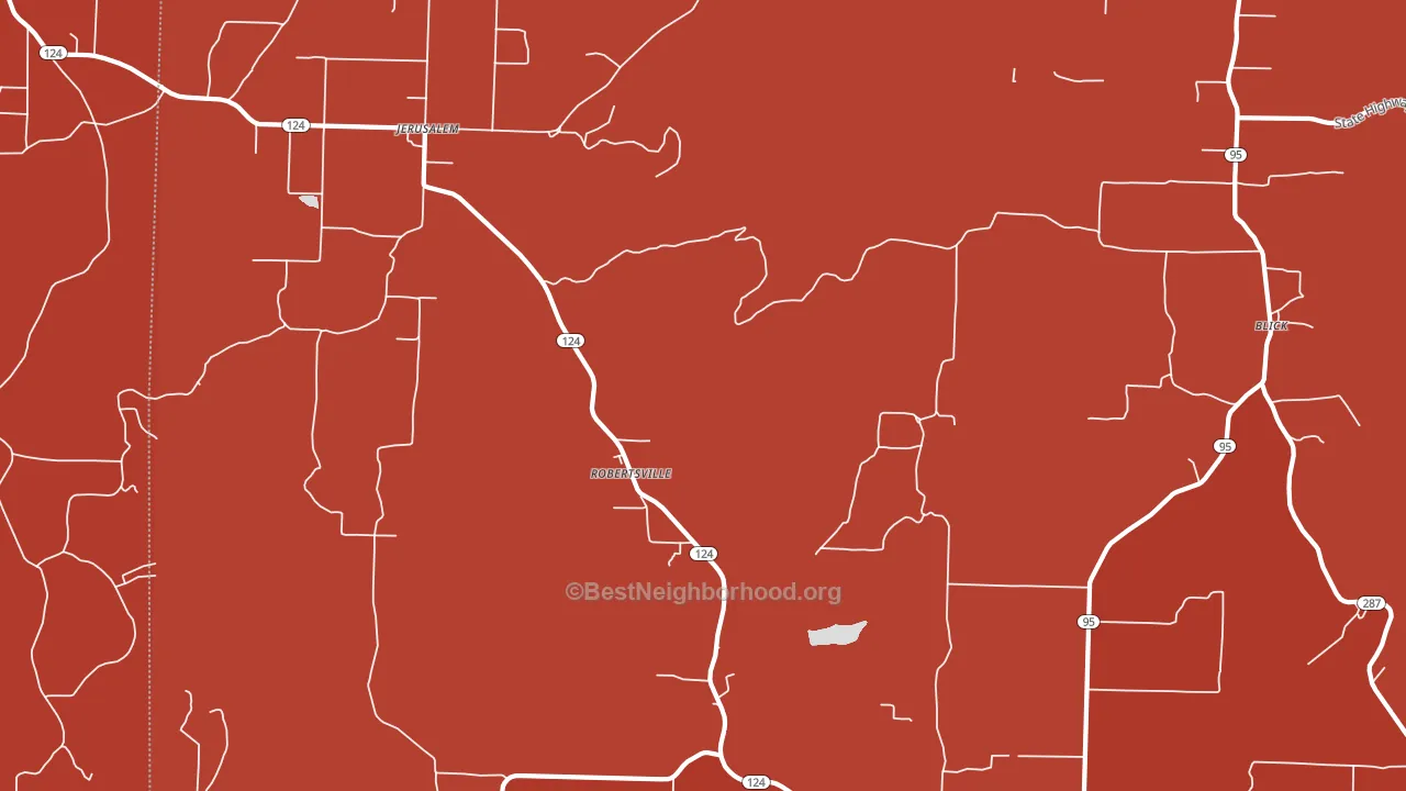 Robertsville, AR block-group political-lean map