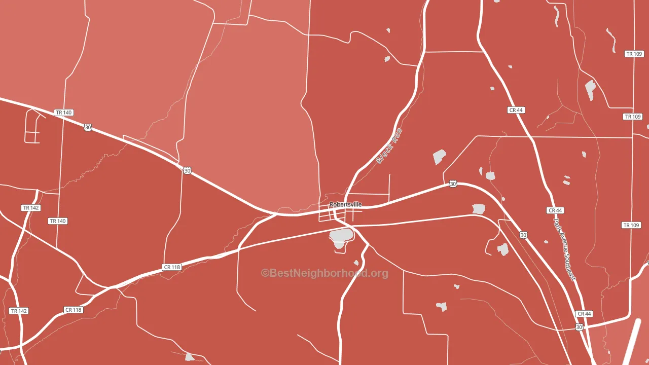 Robertsville, OH block-group political-lean map