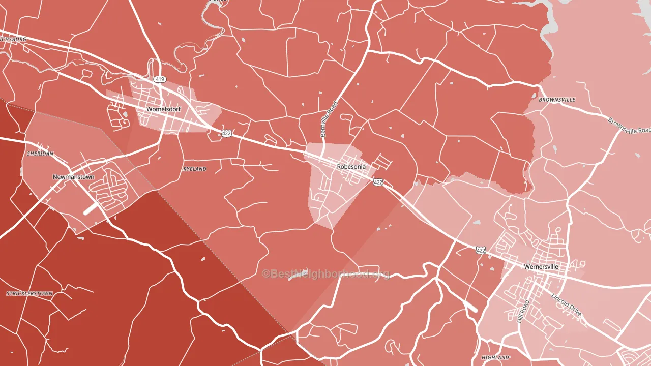 Robesonia, PA block-group political-lean map