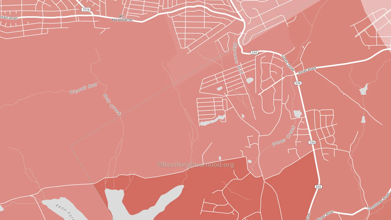 Robin Hood Lakes, PA block-group political-lean map