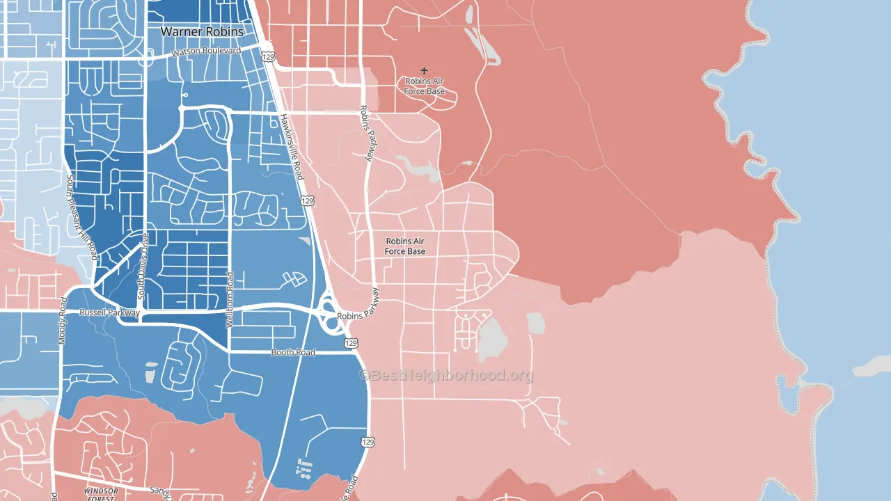 Robins AFB, GA block-group political-lean map