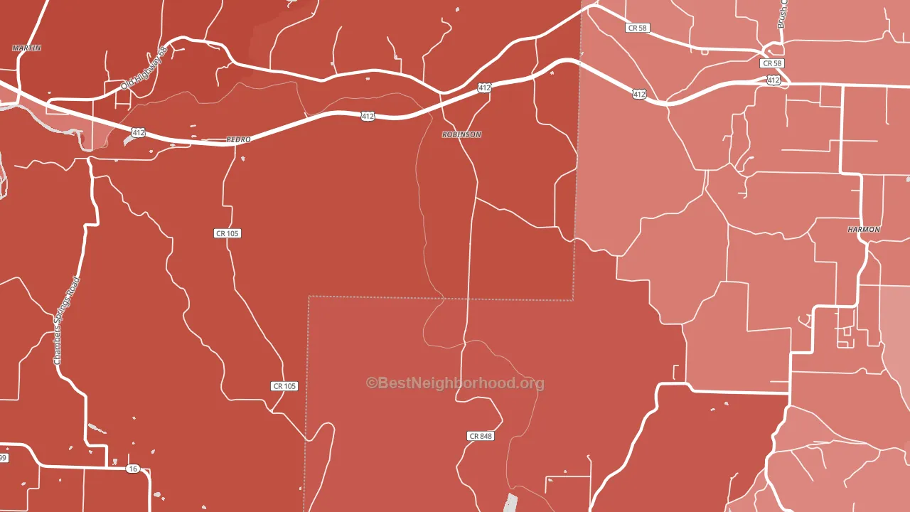 Robinson, AR block-group political-lean map