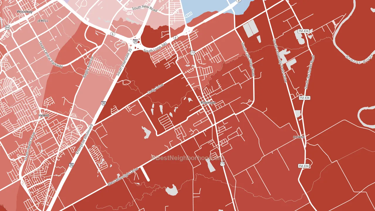 Robinson, TX block-group political-lean map
