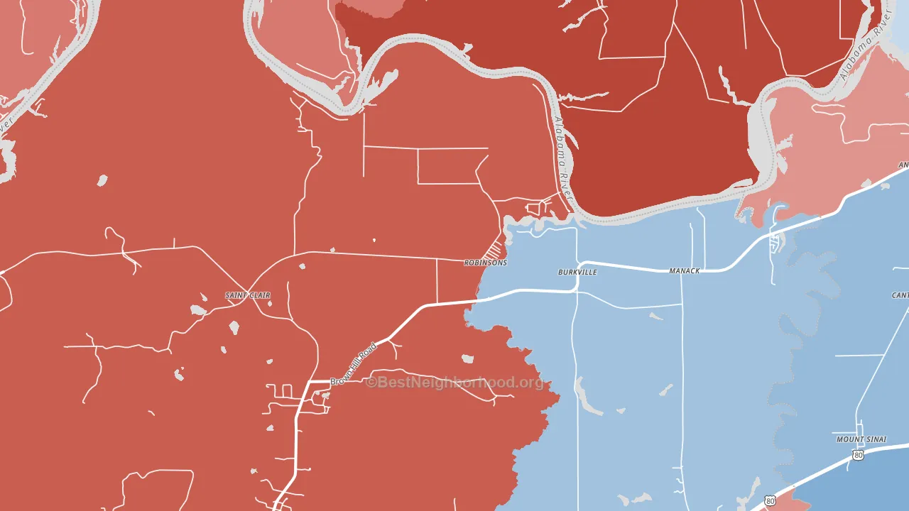 Robinsons, AL block-group political-lean map