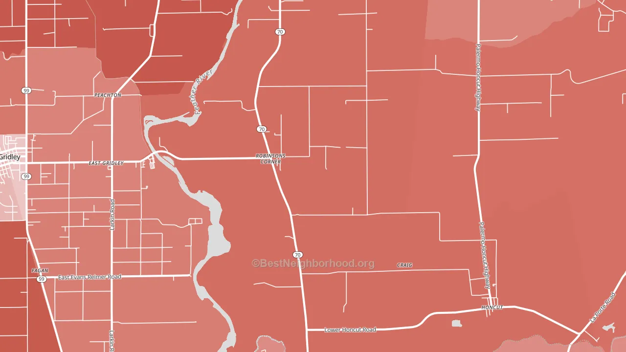 Robinsons Corner, CA block-group political-lean map