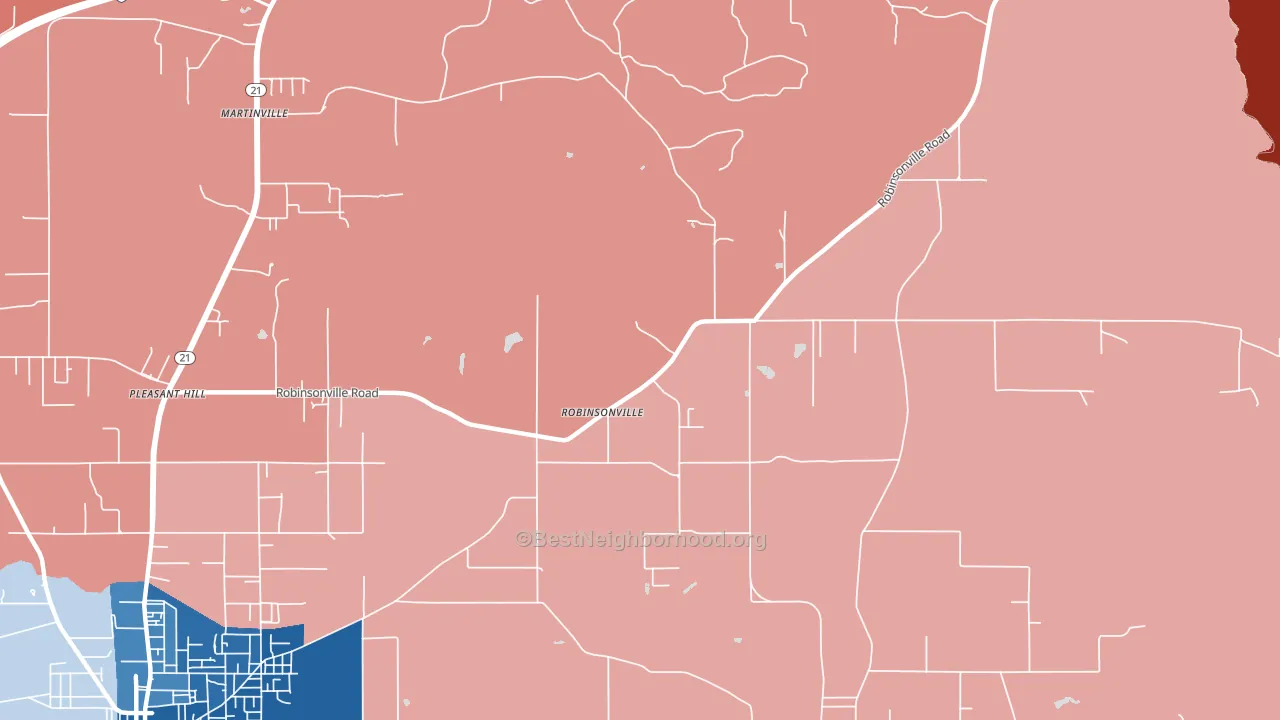 Robinsonville, AL block-group political-lean map