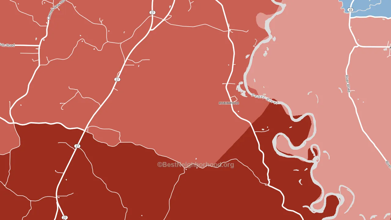 Robinwood, MS block-group political-lean map