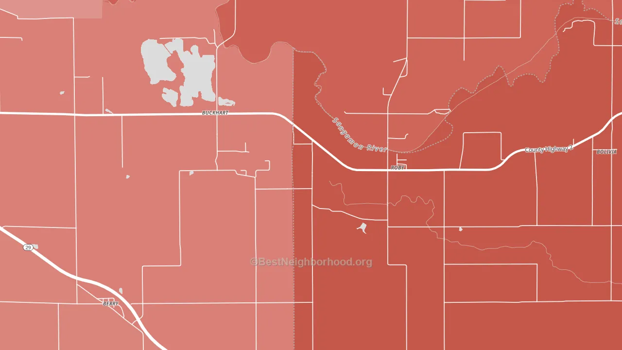 Roby, IL block-group political-lean map