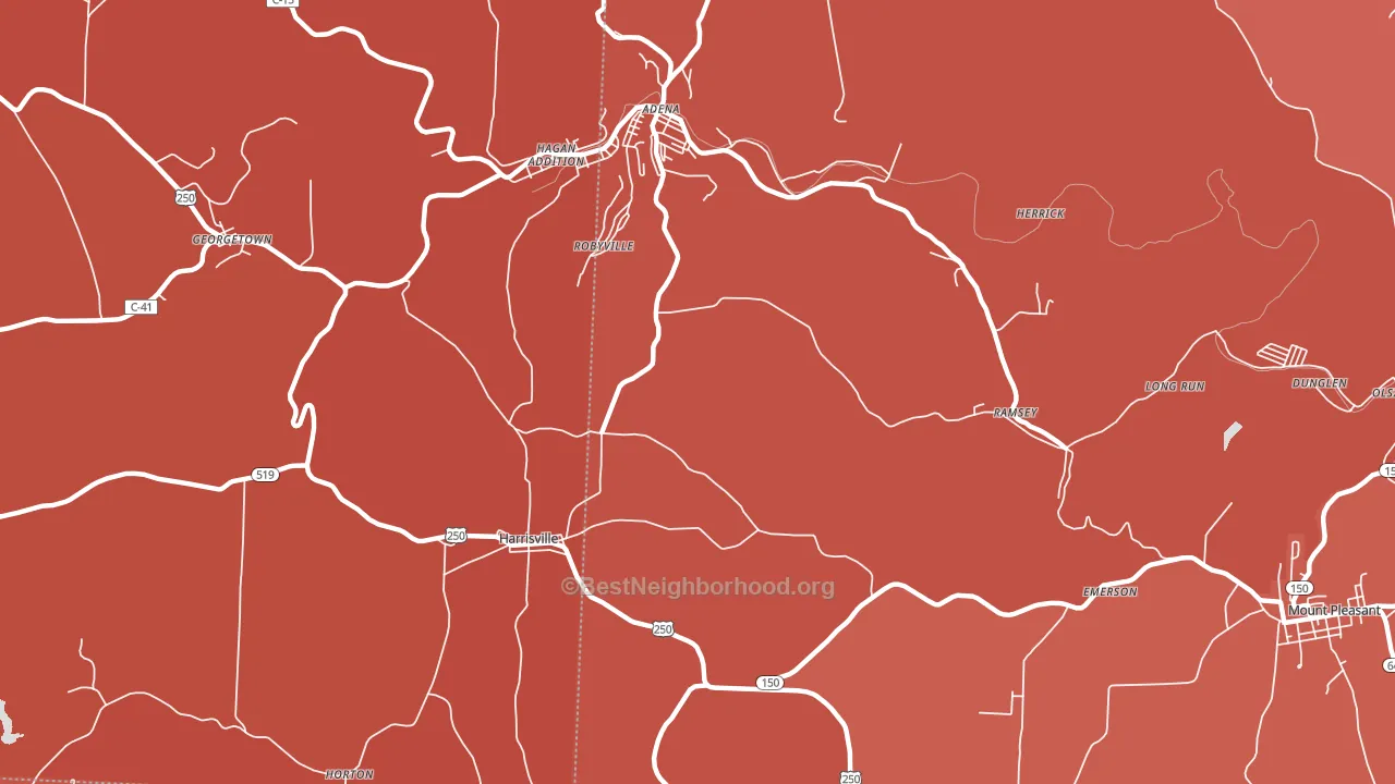 Robyville, OH block-group political-lean map