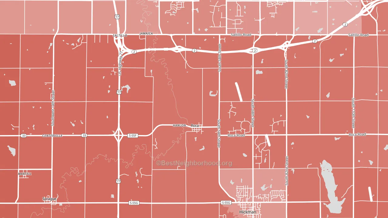 Roca, NE block-group political-lean map