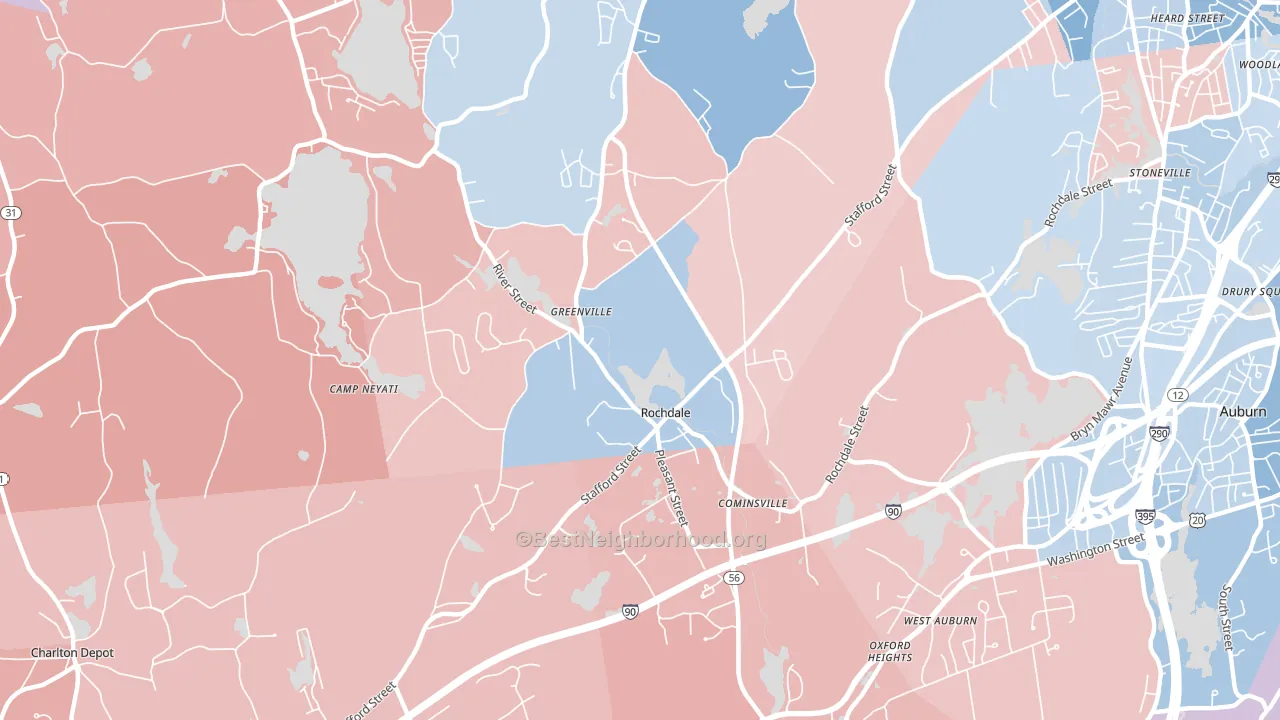 Rochdale, MA block-group political-lean map