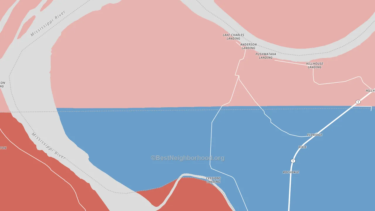 Rochdale, MS block-group political-lean map