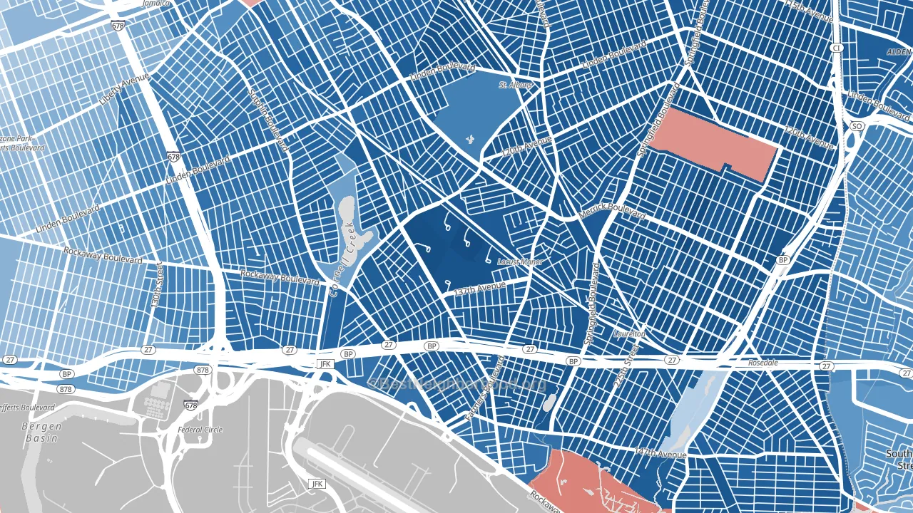 Rochdale Village, Queens, NY block-group political-lean map