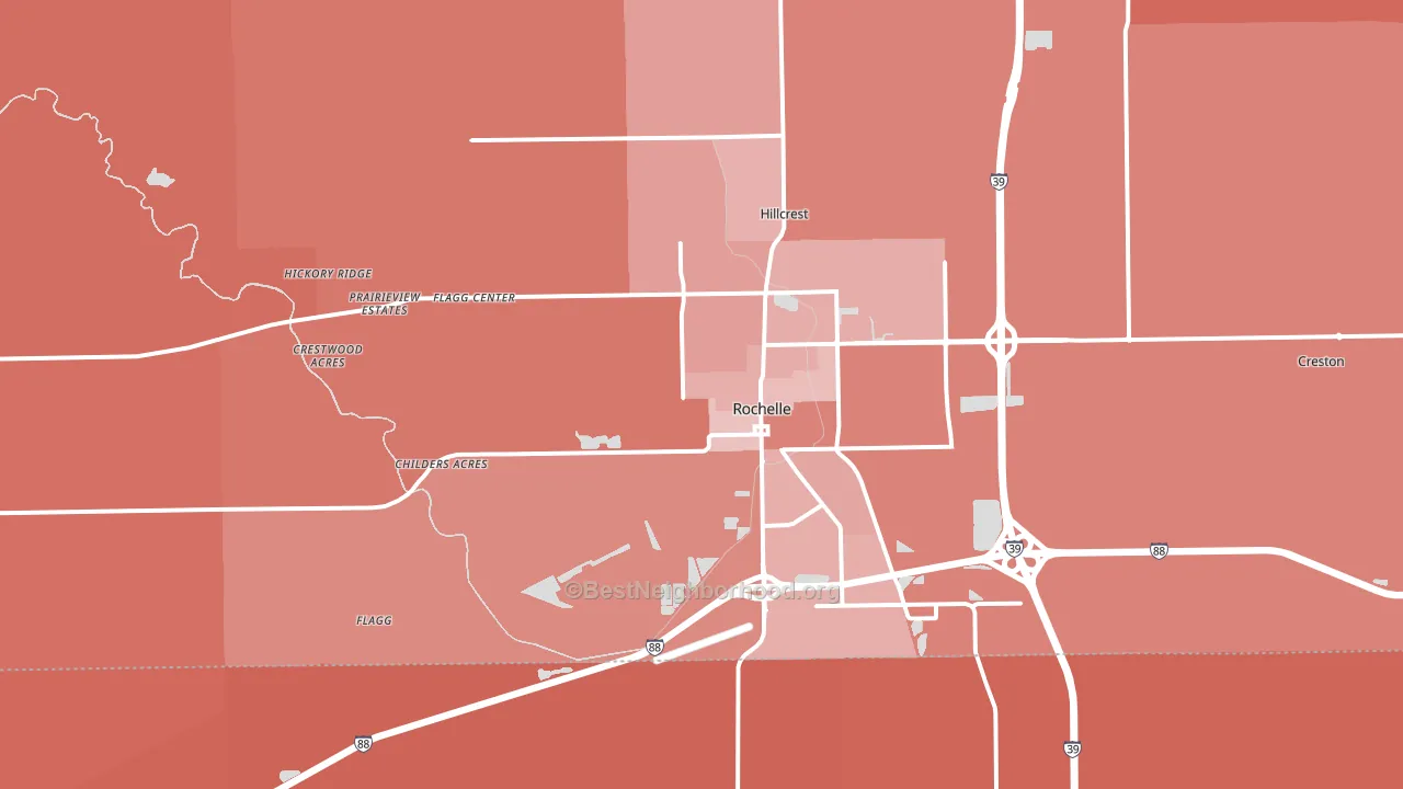 Rochelle, IL block-group political-lean map