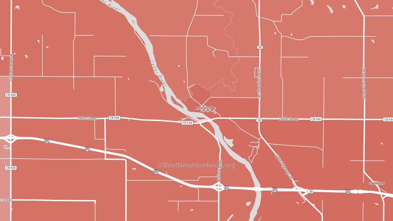 Rochester, IA block-group political-lean map