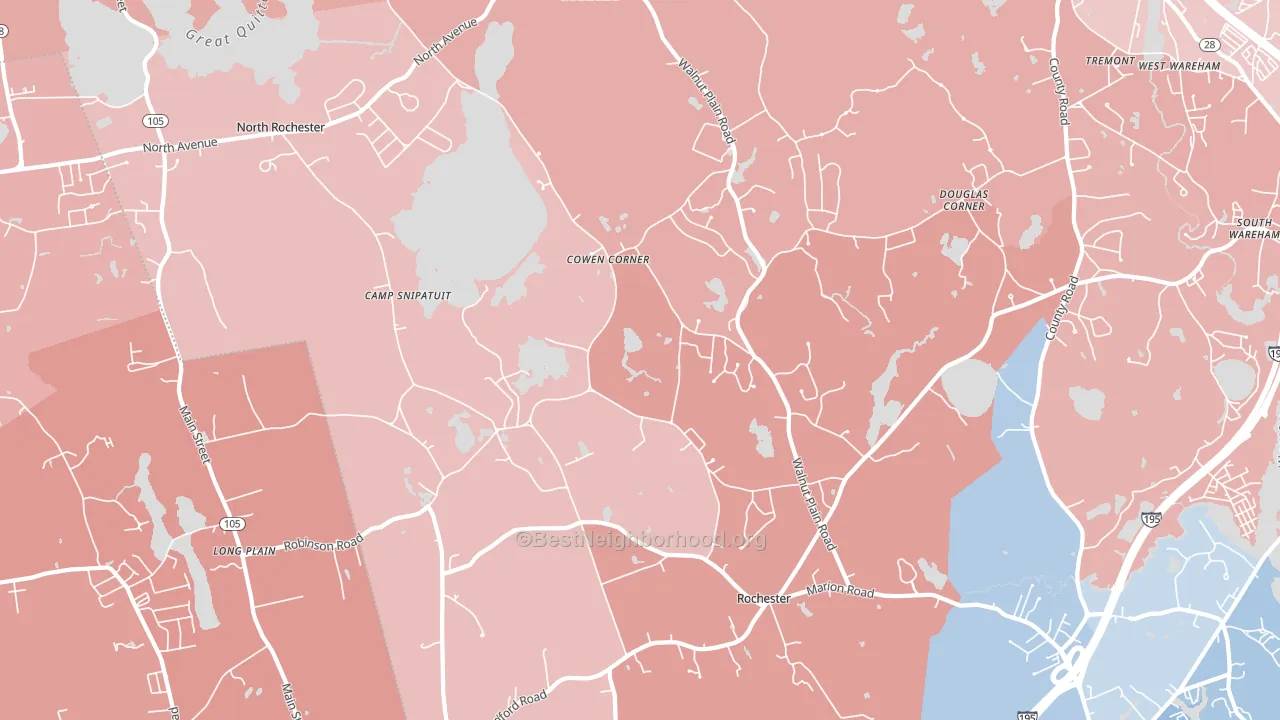 Rochester, MA block-group political-lean map