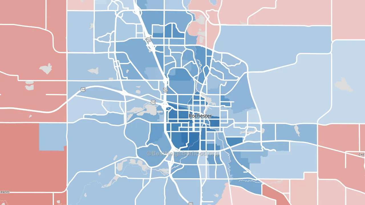 Rochester, MN block-group political-lean map