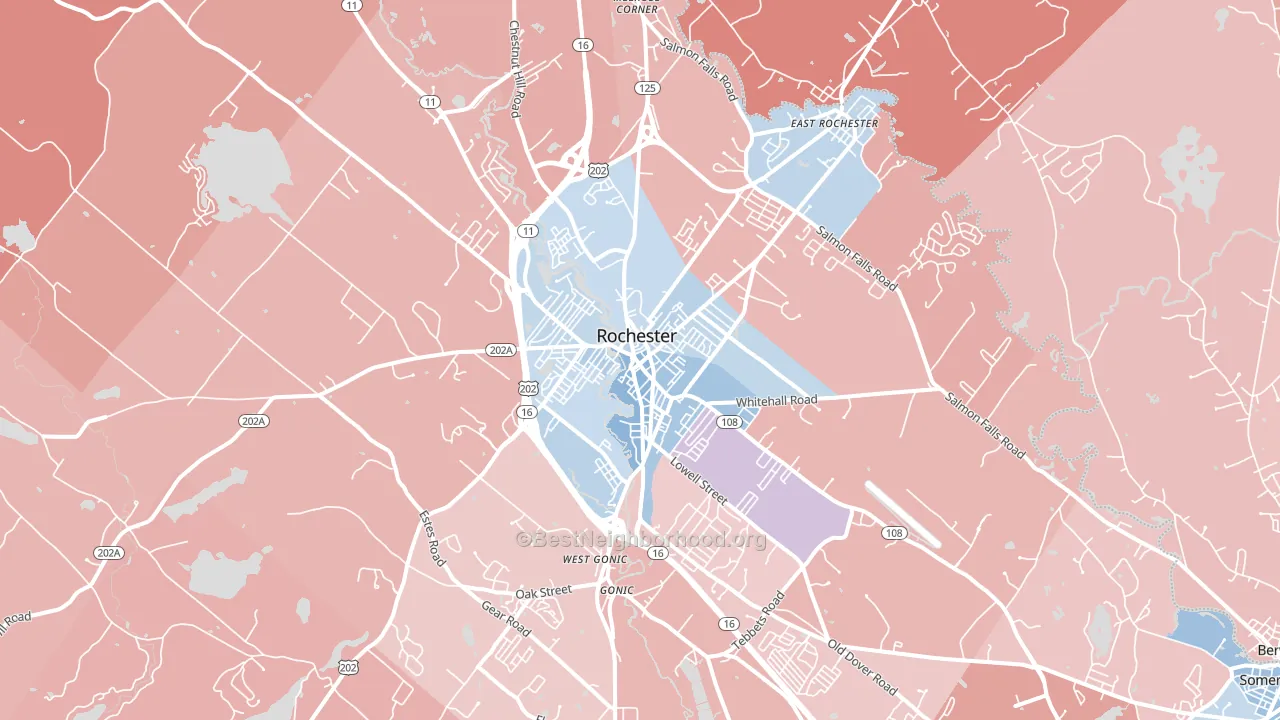 Rochester, NH block-group political-lean map