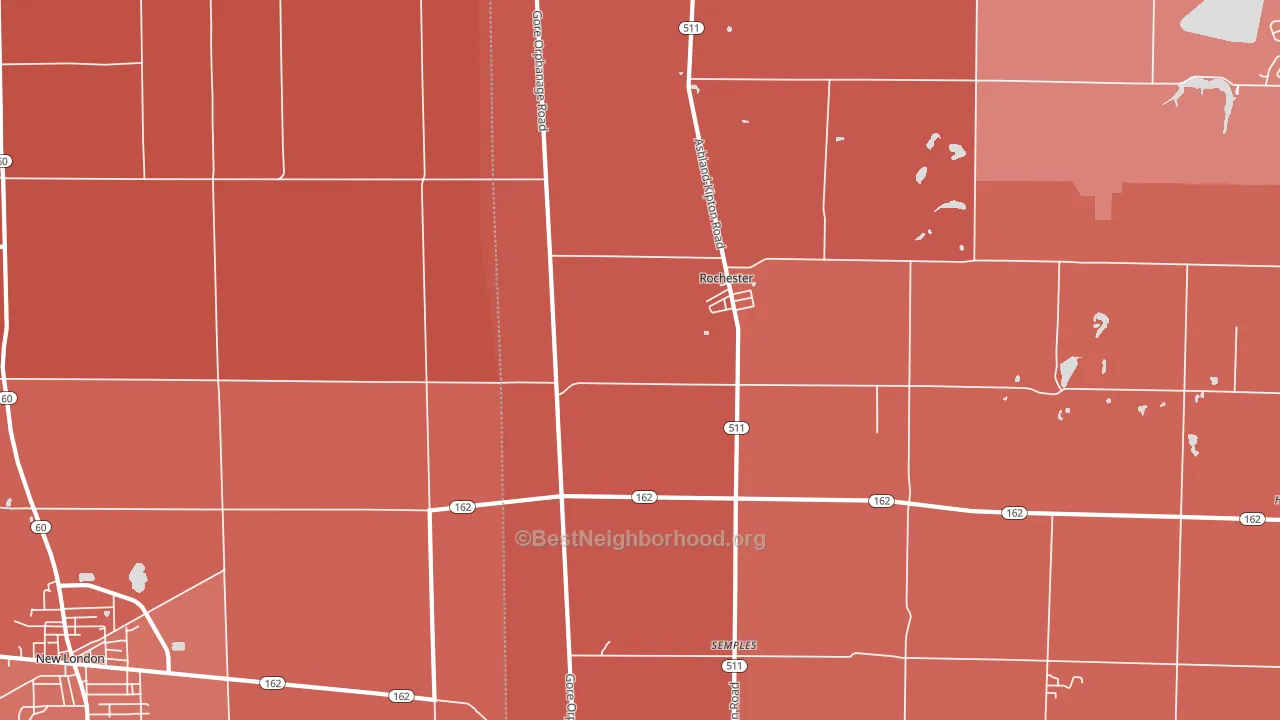 Rochester, OH block-group political-lean map