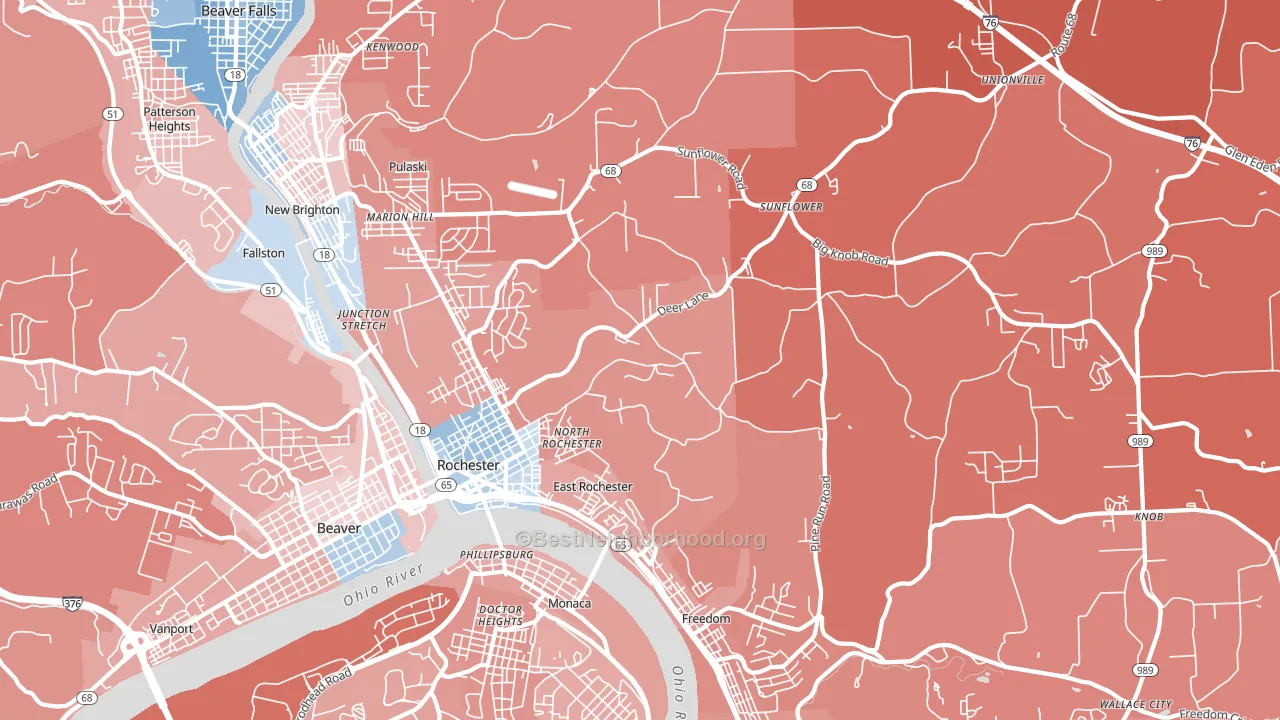 Rochester, PA block-group political-lean map