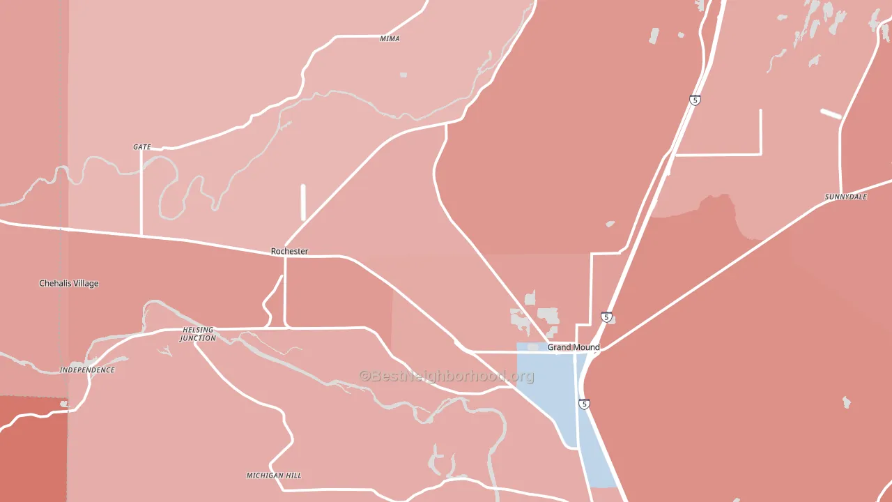 Rochester, WA block-group political-lean map