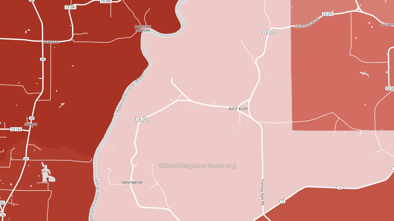 Rock Bluff, FL block-group political-lean map