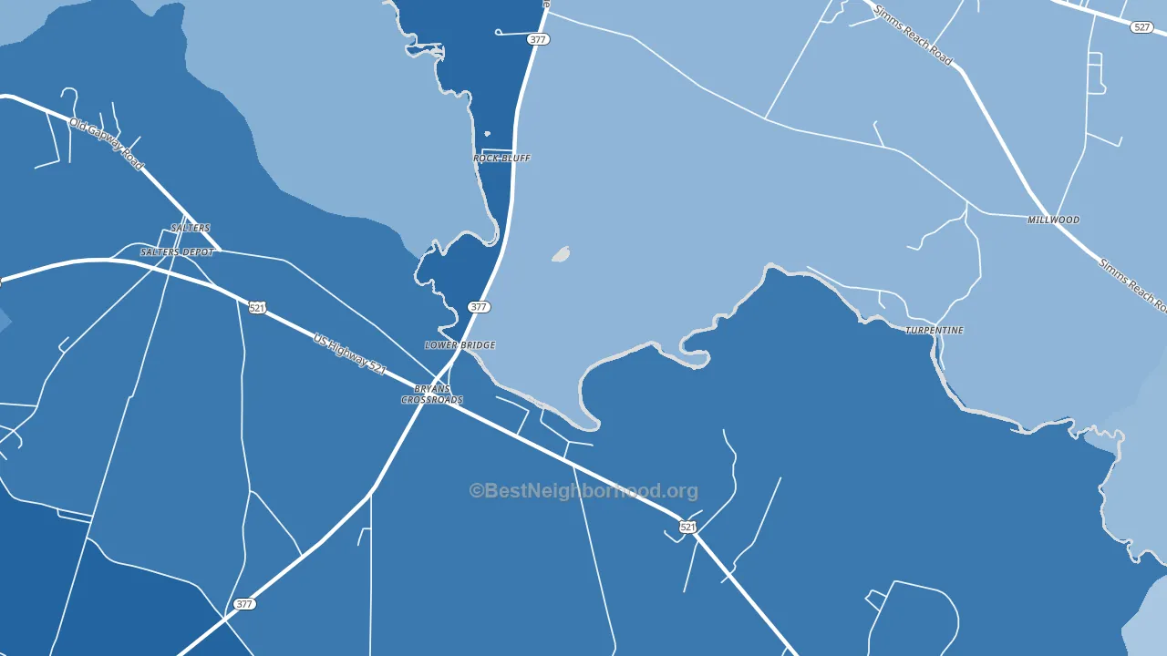 Rock Bluff, SC block-group political-lean map