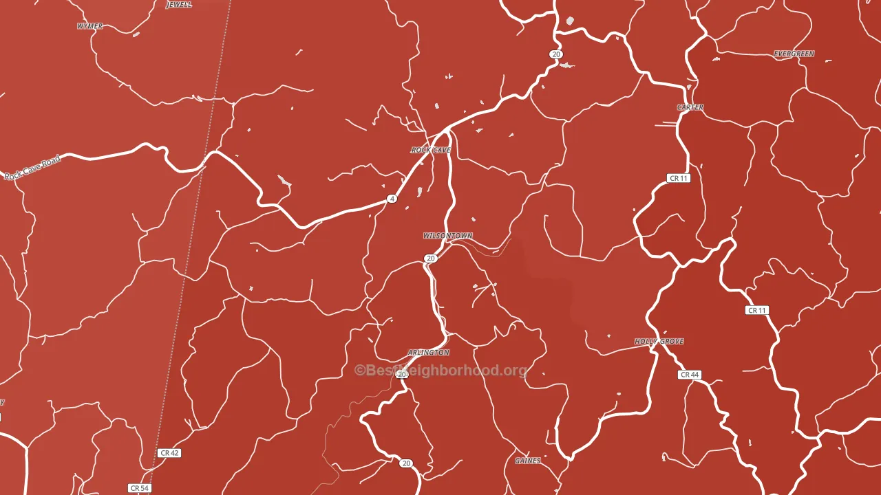 Rock Cave, WV block-group political-lean map