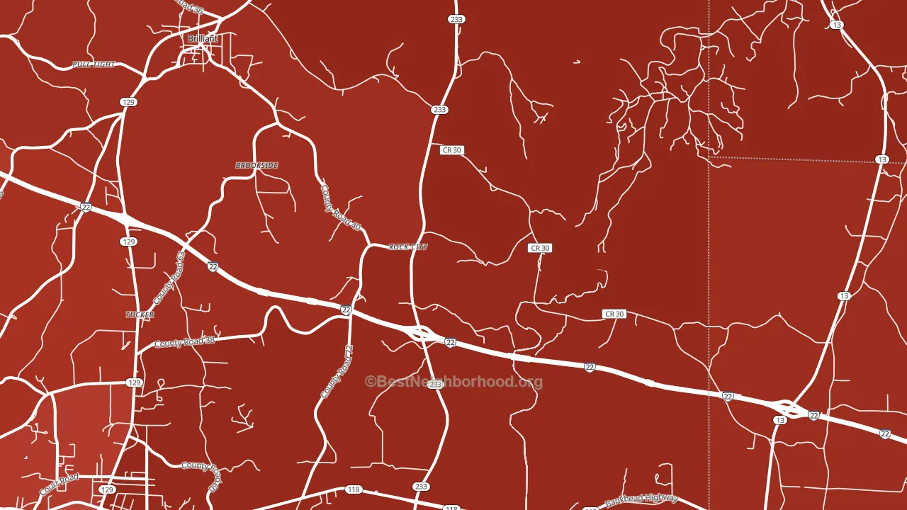 Rock City, AL block-group political-lean map