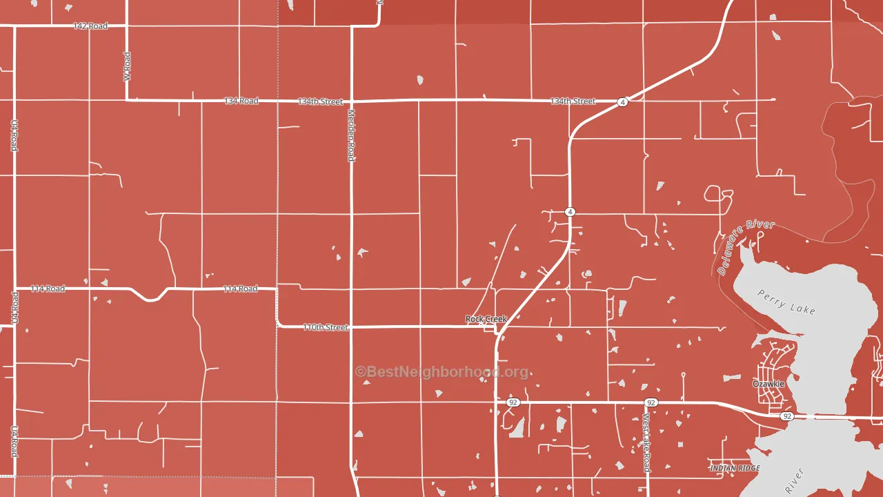 Rock Creek, KS block-group political-lean map