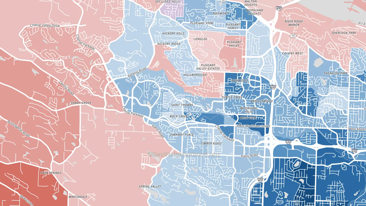 Rock Creek, Little Rock, AR block-group political-lean map
