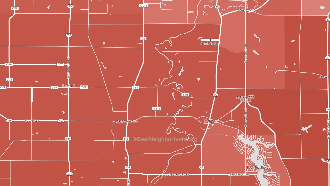 Rock Creek, OH block-group political-lean map