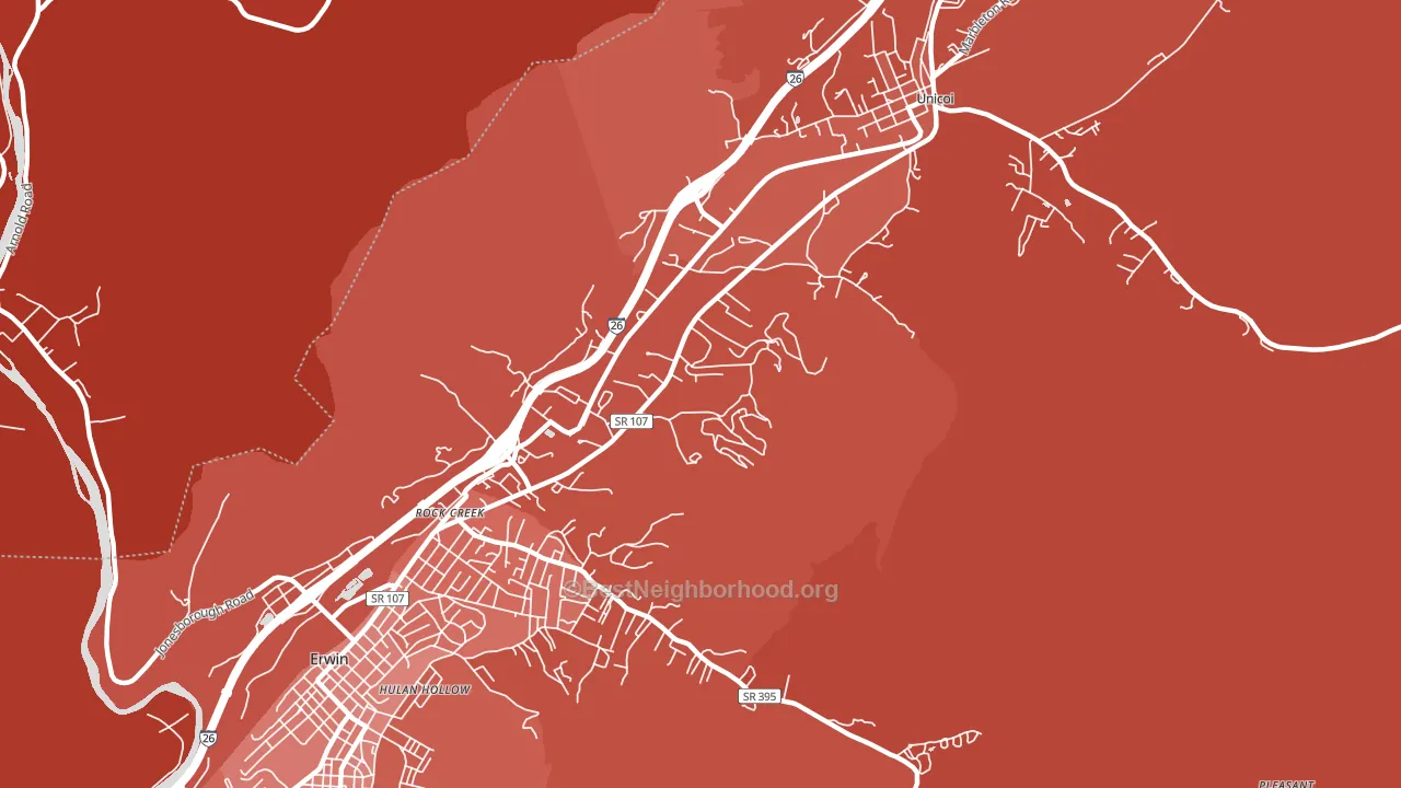 Rock Creek, TN block-group political-lean map