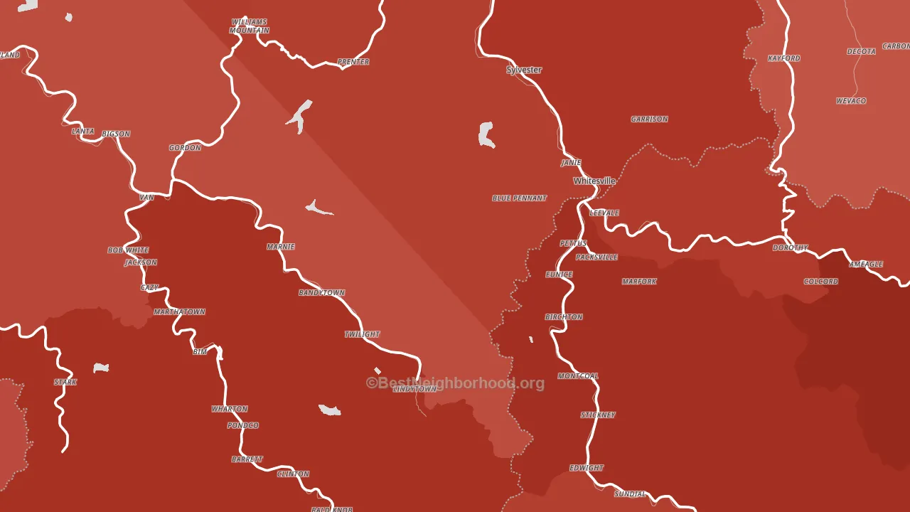 Rock Creek, WV block-group political-lean map