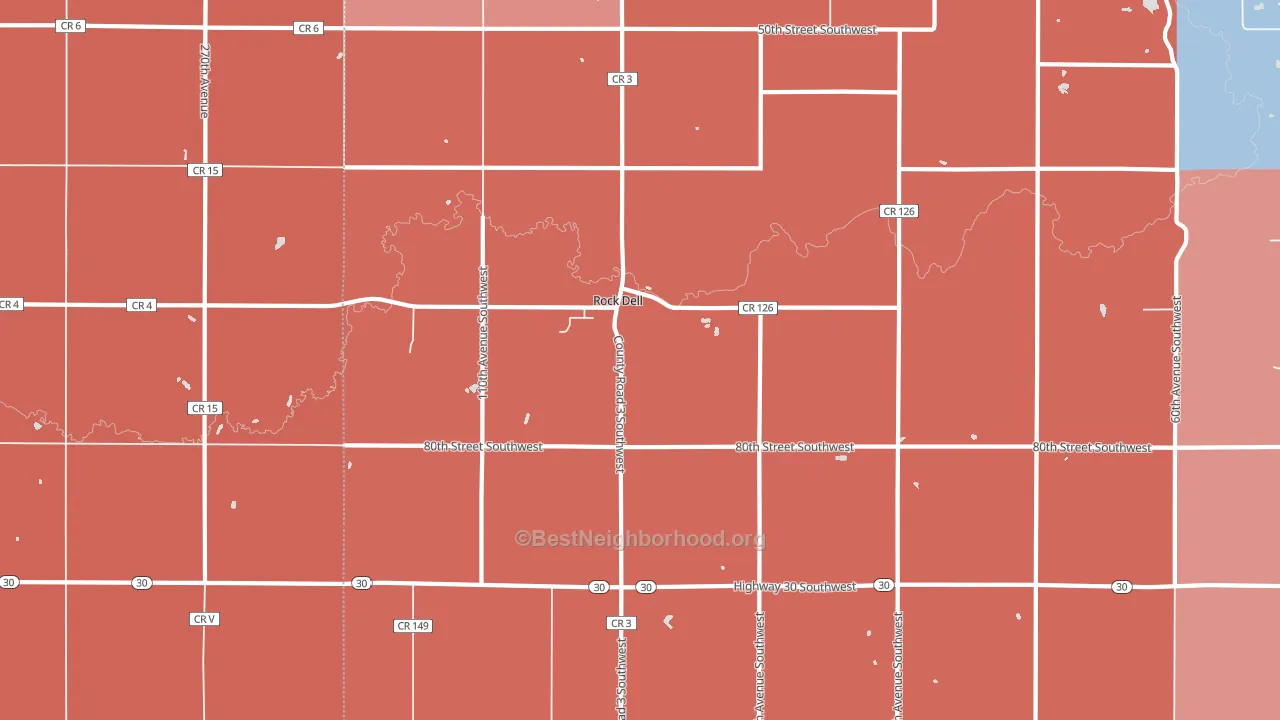 Rock Dell, MN block-group political-lean map