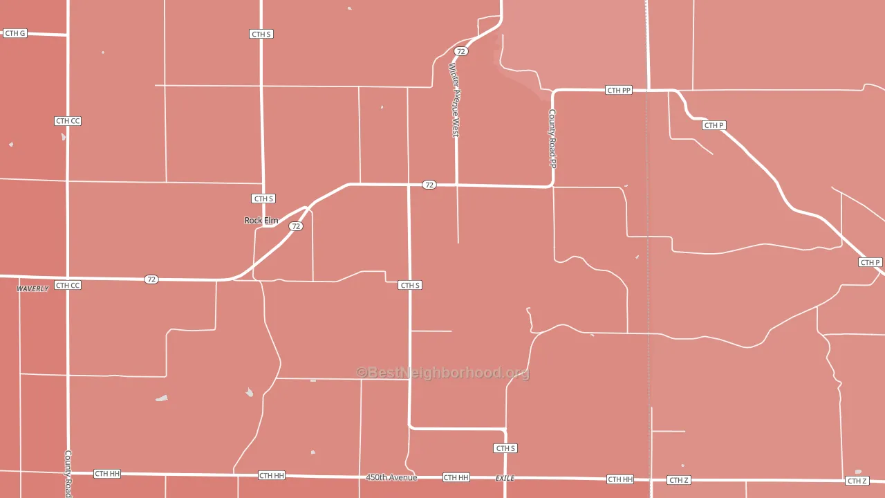 Rock Elm, WI block-group political-lean map