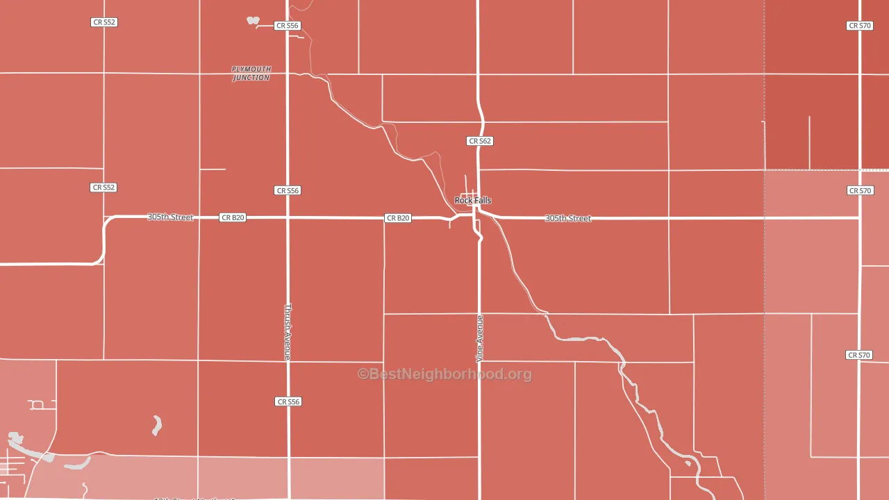 Rock Falls, IA block-group political-lean map