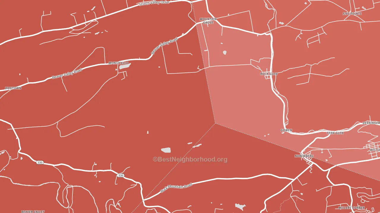 Rock Glen, PA block-group political-lean map