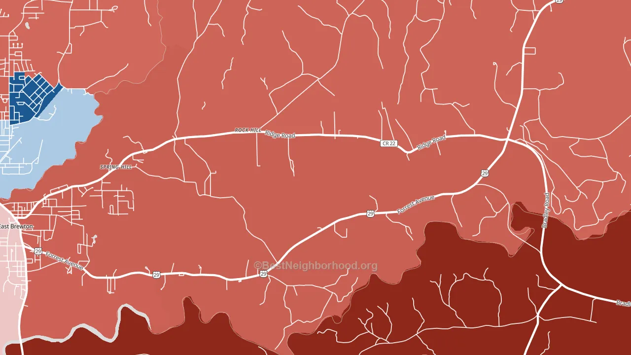 Rock Hill, AL block-group political-lean map