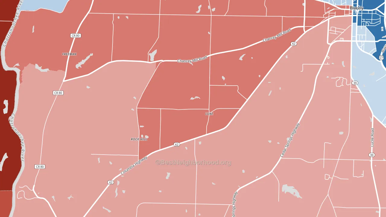 Rock Hill, GA block-group political-lean map