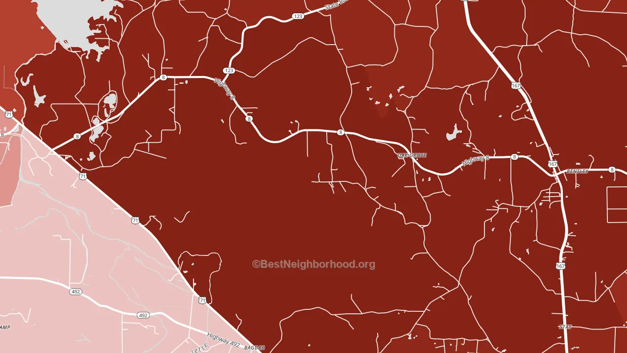Rock Hill, LA block-group political-lean map