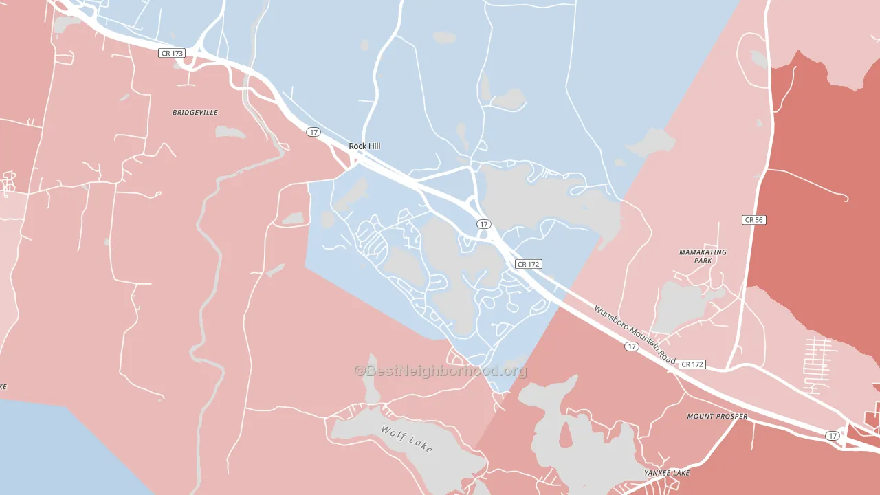 Rock Hill, NY block-group political-lean map